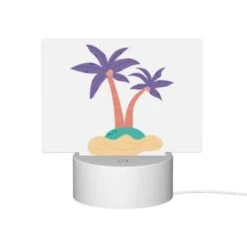 Rectangular Acrylic Night Light, A Cartoon Drawing Of A Palm Tree On A Sandy Beach. -Acrylic Night Light Shop d1269138bc96b2d647166e3c4edde2903905f4e4