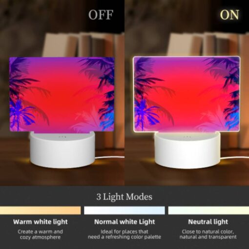 Rectangular Acrylic Night Light, Two Palm Trees Are In The Background Of A Blue And Red Sky. -Acrylic Night Light Shop d14e600d97bcc70275e83e06b429f407831f6bc1
