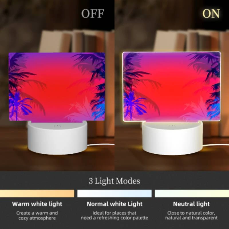 Rectangular Acrylic Night Light, Two palm trees are in the background of a blue and red sky. Rectangular Acrylic Night Light, Two Palm Trees Are In The Background Of A Blue And Red Sky. -Acrylic Night Light Shop d14e600d97bcc70275e83e06b429f407831f6bc1