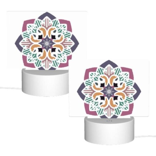 Rectangular Acrylic Night Light, A Colorful Flower Design With A Purple Background. -Acrylic Night Light Shop d20f6b684eb5e166650507f15aabf569017e8c8e