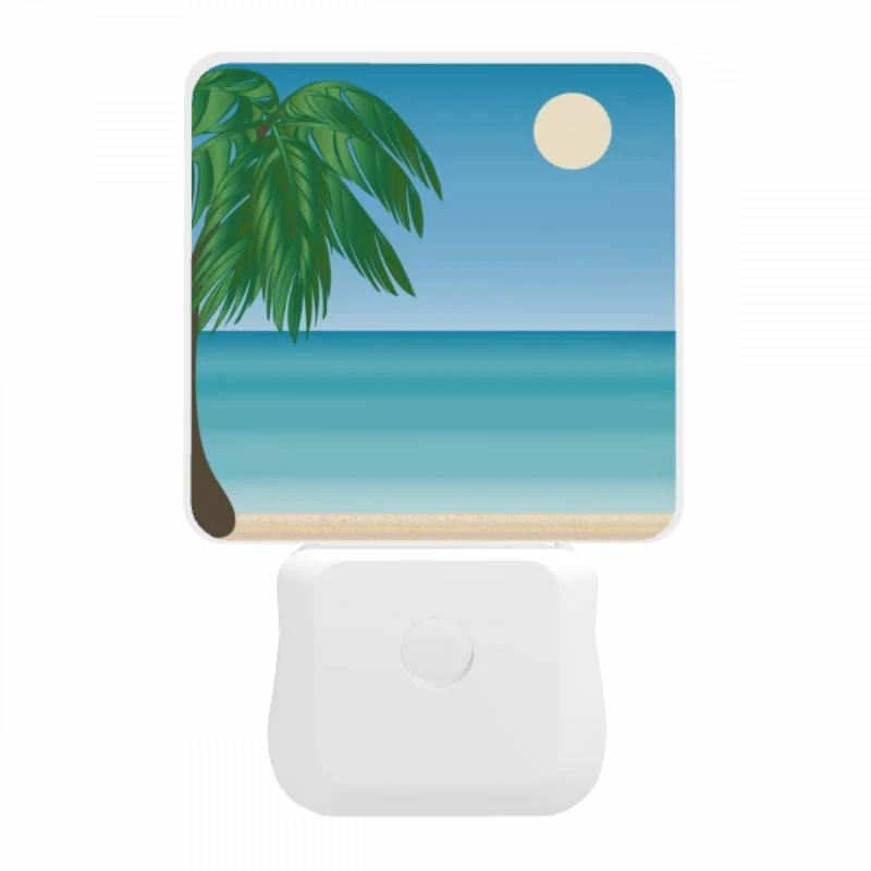 Night Light, A palm tree is on a beach with a blue sky and a moon in the background. Night Light, A Palm Tree Is On A Beach With A Blue Sky And A Moon In The Background. -Acrylic Night Light Shop d2351499daf81ced9e0973b089e3074f49c2df1d