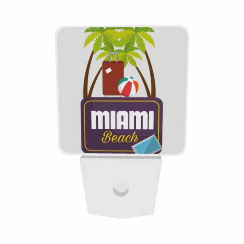 Night Light Set of 2, A sign for Miami Beach with a beach ball and a suitcase. Night Light Set Of 2, A Sign For Miami Beach With A Beach Ball And A Suitcase. -Acrylic Night Light Shop d2703ca2f317ff45c97a76bf1d97d1ddb242ac69