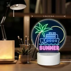 Round Acrylic Night Light, A Neon Sign That Says "Summer" With A Boat On It. -Acrylic Night Light Shop d2b474868bf00fa2d5ddd1230cf6560568a0abe2