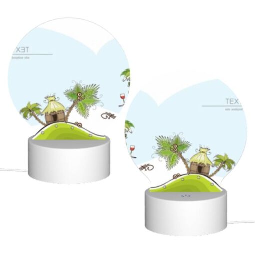 Round Acrylic Night Light, A Cartoon Of A Hill With A Palm Tree And A Bottle Of Wine. -Acrylic Night Light Shop d30253e129f075ece8e55ce7bc3acaf2f130401b