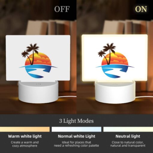 Rectangular Acrylic Night Light, A Sunset With A Beach And Palm Trees. -Acrylic Night Light Shop d306c9ed52188f43cb449aa0741401831a845ebd