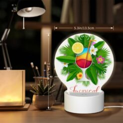 Round Acrylic Night Light, A Colorful Tropical Drink With A Straw And A Slice Of Lemon. -Acrylic Night Light Shop d33db77b4132540b13435fb570e1d4a321e743ca