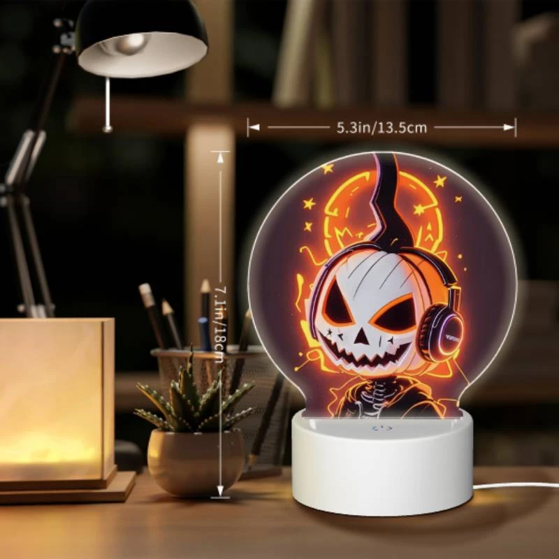 Round Acrylic Night Light, A cartoon pumpkin wearing headphones. Round Acrylic Night Light, A Cartoon Pumpkin Wearing Headphones. -Acrylic Night Light Shop d3950e8b703b6b3acac41d02735252382864443e