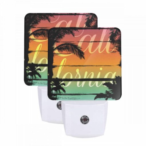 Night Light Set Of 2, A Colorful Sunset Over The Ocean With The Word California Written In The Sky. -Acrylic Night Light Shop d3e6d8a4dec8882a37c762af1f515a62629a46b9