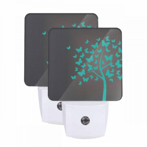 Night Light Set Of 2, A Tree With Green Leaves And Blue Butterflies. -Acrylic Night Light Shop d3eb5a9bf114302a598319ac88649362ad3cdd80