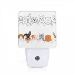 Night Light, A Row Of Different Colored Dogs And Cats.
