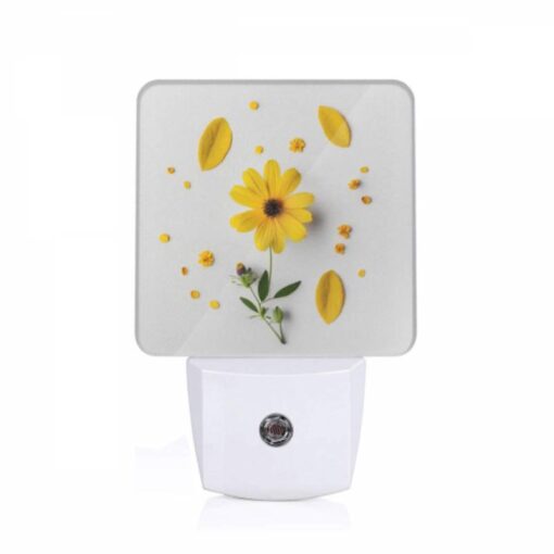 Night Light, A Yellow Flower With Yellow Petals And Green Leaves Is Placed On A White Surface. -Acrylic Night Light Shop d40d5157a62c328da82897f166479e8192748bde