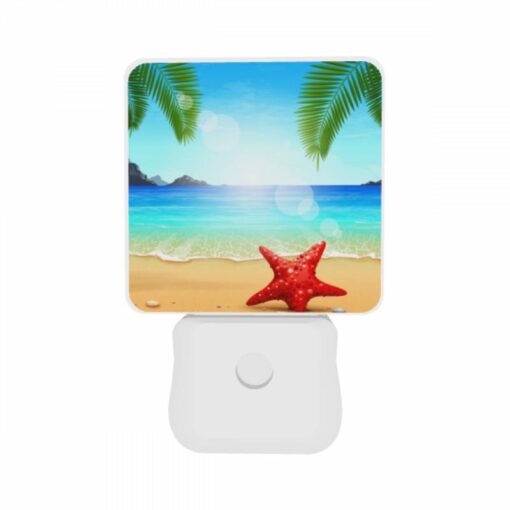 Night Light Set Of 2, A Red Starfish Is Sitting On The Beach In Front Of The Ocean. -Acrylic Night Light Shop d41fd70ded4eb51c990f78dc5716a1ed9d12df30