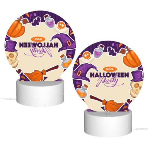 Round Acrylic Night Light, A Colorful Poster Advertising A Halloween Party. -Acrylic Night Light Shop d4e053983fd8602ac7c99cfd4c564c76eeab9e73