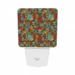 Night Light Set Of 2, A Pattern Of Birds And Flowers On A Brown Background. 6 Night Light Set Of 2, A Pattern Of Birds And Flowers On A Brown Background. -Acrylic Night Light Shop d55ef30b7f1e5cd50603fdca897aad134baf0e3b