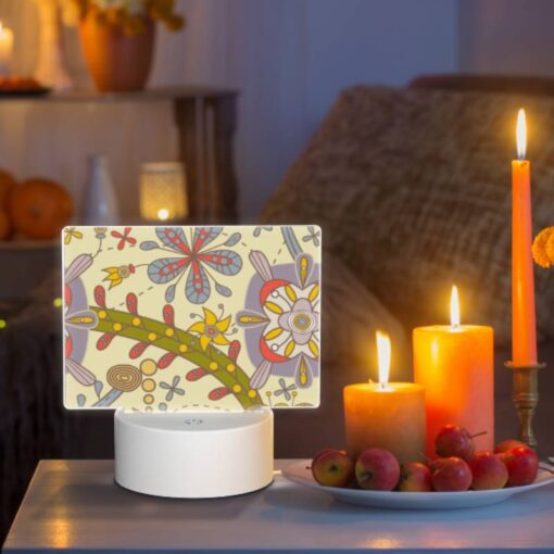 Rectangular Acrylic Night Light, A Colorful Flower Design With A Yellow Bowl In The Center. -Acrylic Night Light Shop d59806169dc3731cb078756626aa04db51357930