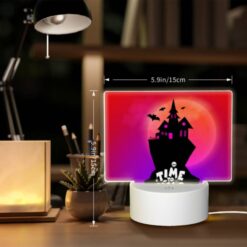 Rectangular Acrylic Night Light, A Black And White Image Of A Haunted House With A Pink Roof And A Moon In The Background. -Acrylic Night Light Shop d5c26519611ff587d4205efb51ad6cf0413486ee