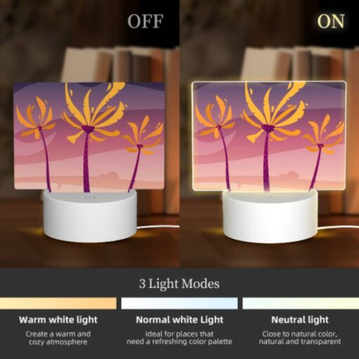 Rectangular Acrylic Night Light, Three Palm Trees With Yellow Flowers In The Sky. -Acrylic Night Light Shop d5f585caea8838d7069c8c71e0fec0a38cee9602