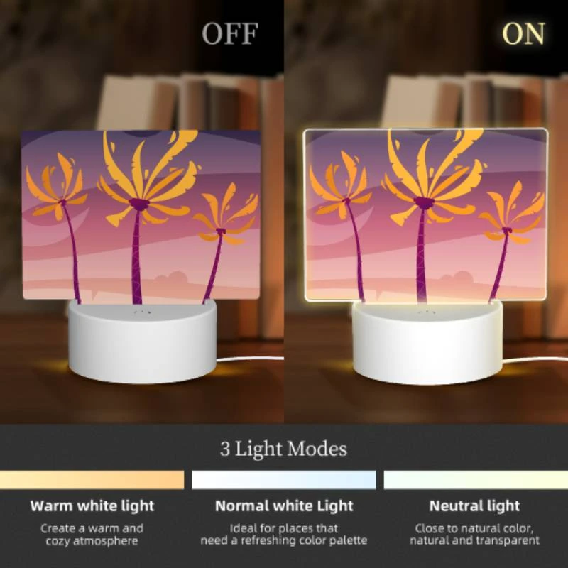 Rectangular Acrylic Night Light, Three palm trees with yellow flowers in the sky. Rectangular Acrylic Night Light, Three Palm Trees With Yellow Flowers In The Sky. -Acrylic Night Light Shop d5f585caea8838d7069c8c71e0fec0a38cee9602