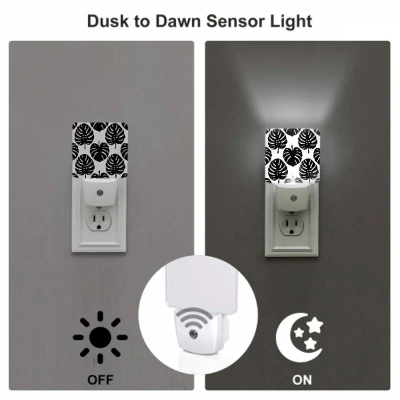 Night Light Set of 2, A pattern of leaves on a black and white background. Night Light Set Of 2, A Pattern Of Leaves On A Black And White Background. -Acrylic Night Light Shop d6131e5fb625043f1ec25bf84acba8bdc683d4b3