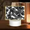 Rectangular Acrylic Night Light, A Pattern Of Leaves In Black And White.