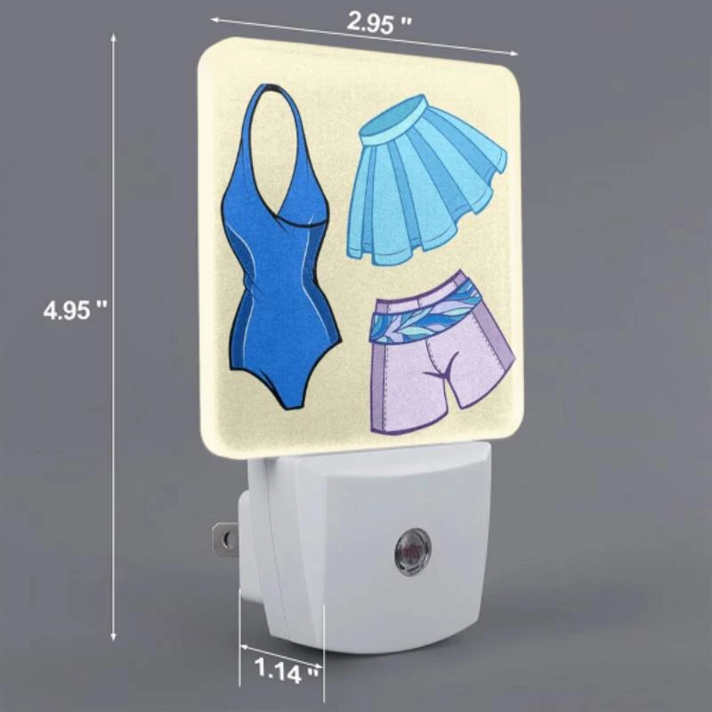 Night Light Set of 2, A blue and purple bathing suit with a blue skirt and a blue top. Night Light Set Of 2, A Blue And Purple Bathing Suit With A Blue Skirt And A Blue Top. -Acrylic Night Light Shop d66af119c07469f6e2d7caab0ab36afb147f8712