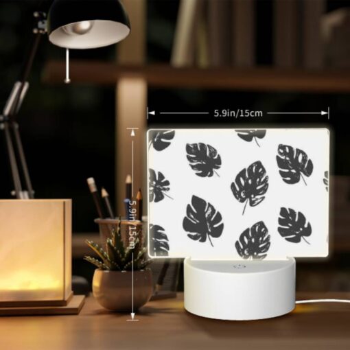 Rectangular Acrylic Night Light, A Pattern Of Leaves On A White Background. -Acrylic Night Light Shop d672dd1429db0ddcb914ab9b0c802c2dda3e49b5