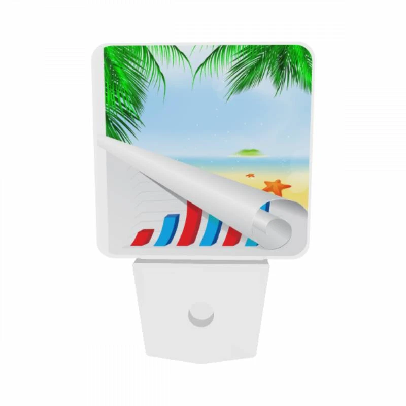 Night Light Set of 2, A graphic of a beach with a palm tree and a starfish. Night Light Set Of 2, A Graphic Of A Beach With A Palm Tree And A Starfish. -Acrylic Night Light Shop d691f263ee73a62f34189c31acac71bc171b8548