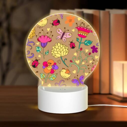 Round Acrylic Night Light, A Colorful Floral Pattern With A Variety Of Flowers And Birds. -Acrylic Night Light Shop d6c82efc3e555c12389fff302f9cc0d7f88f5167