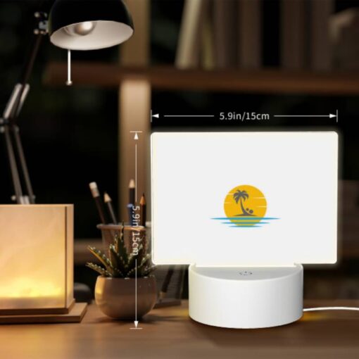 Rectangular Acrylic Night Light, A Yellow Sun With A Blue Ocean And Palm Trees In The Background. -Acrylic Night Light Shop d6f972d267f05ace3b209af550dbd6341b66a3fc