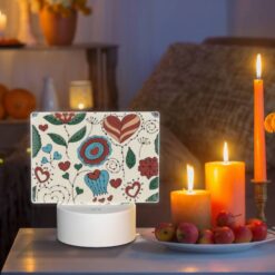 Rectangular Acrylic Night Light, A Colorful Floral Pattern With Hearts And Leaves. -Acrylic Night Light Shop d7517a95c5c3a38a4185a77c26f530347877e6e3
