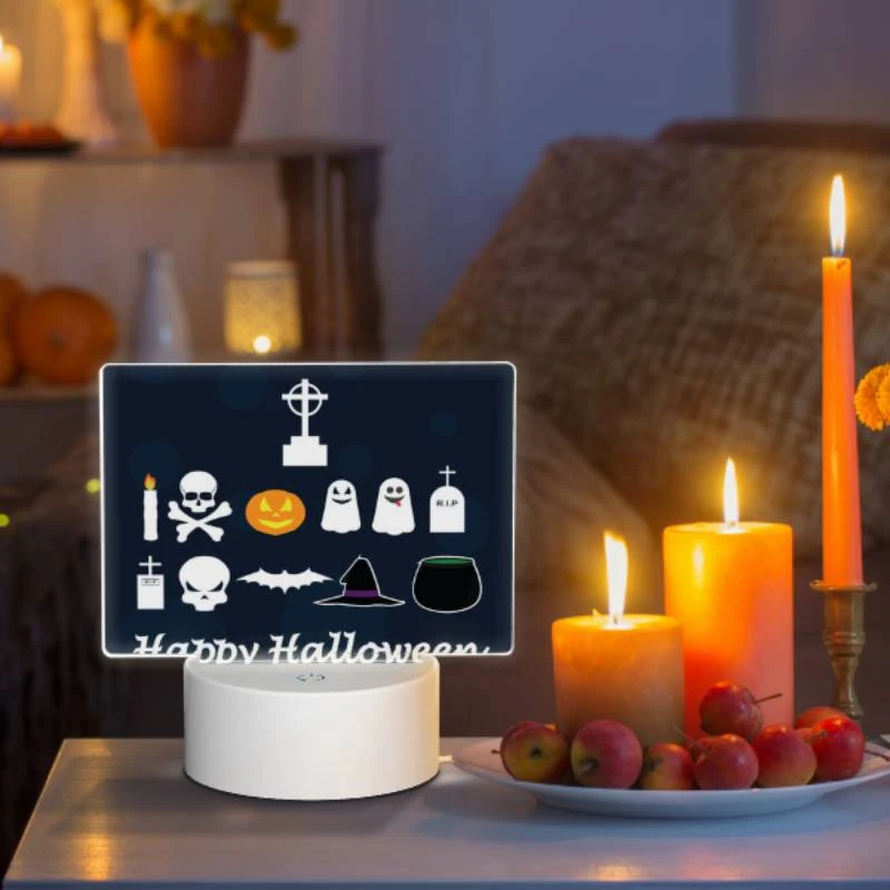 Rectangular Acrylic Night Light, A collection of Halloween symbols and decorations. Rectangular Acrylic Night Light, A Collection Of Halloween Symbols And Decorations. -Acrylic Night Light Shop d76654011fcab02cd89a4b901775dc70746ab38d