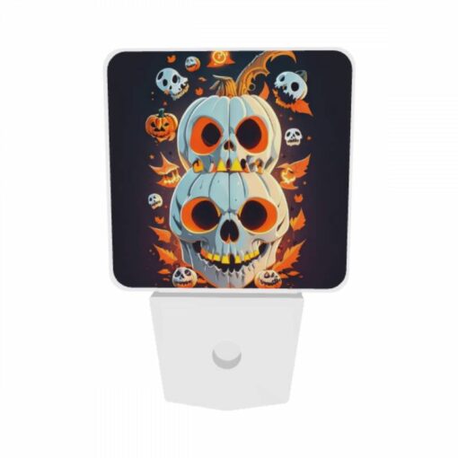 Night Light Set Of 2, A Colorful Pumpkin With A Skeleton Face And A Knife In Its Head. -Acrylic Night Light Shop d792ae74aac599e2d44977a13e2248539bda4e5b