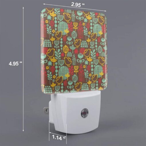 Night Light Set Of 2, A Pattern Of Birds And Flowers On A Brown Background. -Acrylic Night Light Shop d7e32fabe98094c95cdcd8f06f8695ebd5016647