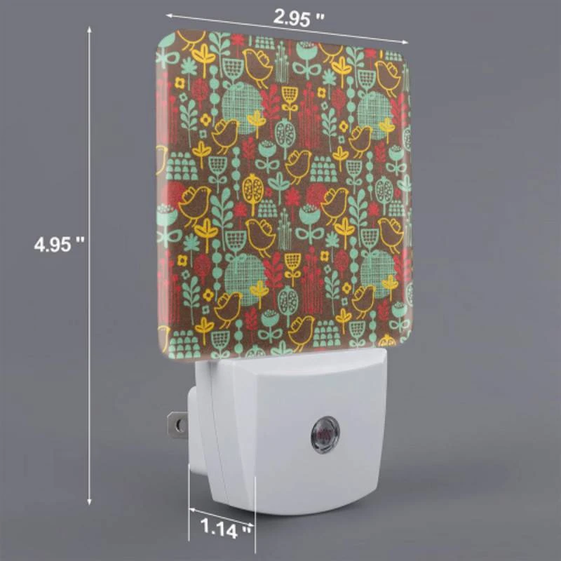 Night Light Set of 2, A pattern of birds and flowers on a brown background. Night Light Set Of 2, A Pattern Of Birds And Flowers On A Brown Background. -Acrylic Night Light Shop d7e32fabe98094c95cdcd8f06f8695ebd5016647