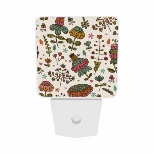 Night Light Set Of 2, A Colorful Floral Pattern With A Variety Of Flowers And Leaves. -Acrylic Night Light Shop d81057d07fb8043e65c0db0c38de29257a4710e0