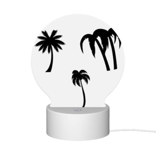 Round Acrylic Night Light, Three Black And White Palm Trees On A White Background. -Acrylic Night Light Shop d840b76125ef02e9e5b73e46f4923d08769fdd80