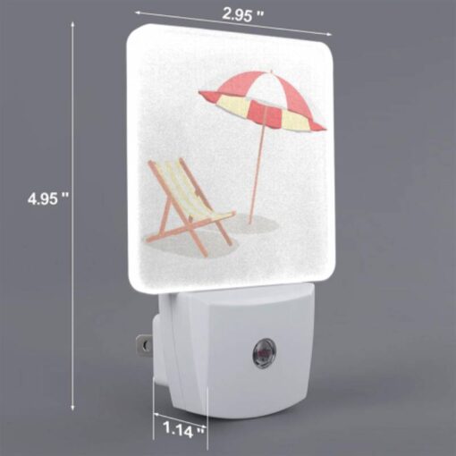 Night Light Set Of 2, A Colorful Umbrella Is Open And Placed Over A Striped Lounge Chair. -Acrylic Night Light Shop d857a4d3255be6e64a1e58439d8f0b7687f5905c