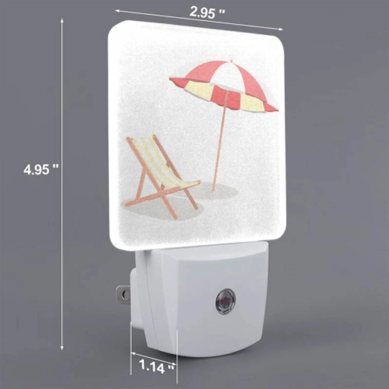 Night Light Set of 2, A colorful umbrella is open and placed over a striped lounge chair. Night Light Set Of 2, A Colorful Umbrella Is Open And Placed Over A Striped Lounge Chair. -Acrylic Night Light Shop d857a4d3255be6e64a1e58439d8f0b7687f5905c