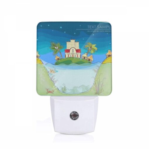 Night Light, A Cartoon Of A House On A Hill With A Palm Tree In Front Of It. -Acrylic Night Light Shop d8b1e9a518c429b8e1b8e502c29cf6ed40dacb0e