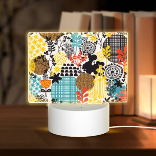 Rectangular Acrylic Night Light, A Colorful Floral Pattern With Yellow -Acrylic Night Light Shop d8cc8ea43500745519c5fd019b1519a95a5fe3c2