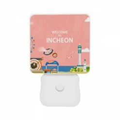 Night Light Set Of 2, A Colorful Cartoon Of A Beach With A Ferris Wheel And A Sign That Says "Welcome To Incheon." 8 Night Light Set Of 2, A Colorful Cartoon Of A Beach With A Ferris Wheel And A Sign That Says "Welcome To Incheon." -Acrylic Night Light Shop d984bf8c15c8adb2076230f4cf6f1dbc1abe6503