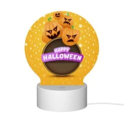 Round Acrylic Night Light, A Round Sign With A Bunch Of Pumpkins On It That Says "Happy Halloween". -Acrylic Night Light Shop d9c4a0b94fbff38c012707cb4351185b0018750e