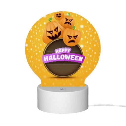 Round Acrylic Night Light, A Round Sign With A Bunch Of Pumpkins On It That Says "Happy Halloween". -Acrylic Night Light Shop d9c4a0b94fbff38c012707cb4351185b0018750e