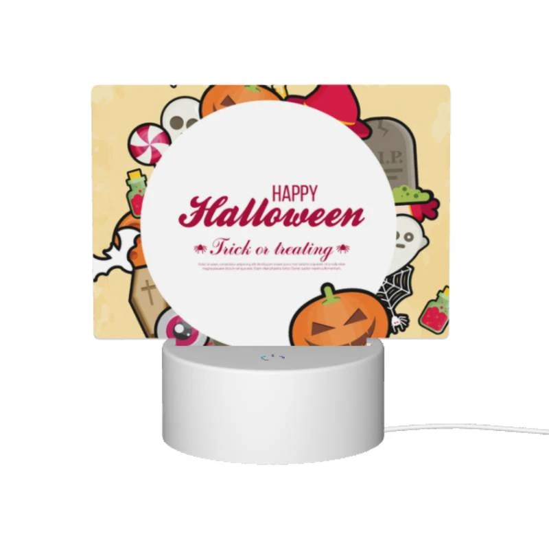 Rectangular Acrylic Night Light, A colorful Halloween poster with a round circle in the center. Rectangular Acrylic Night Light, A Colorful Halloween Poster With A Round Circle In The Center. -Acrylic Night Light Shop da8606d1799ba98021d8392e90f8e3e28abec7dc