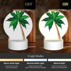 Round Acrylic Night Light, A Green And Brown Palm Tree With A Brown Trunk. -Acrylic Night Light Shop dac4f323b8d6bf00b8186c3362d94b9f5801bc43