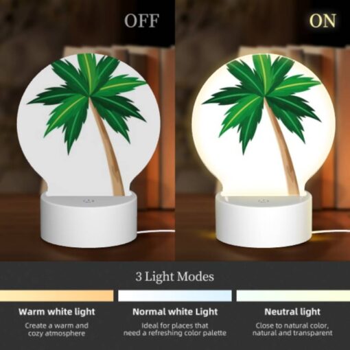 Round Acrylic Night Light, A Green And Brown Palm Tree With A Brown Trunk. -Acrylic Night Light Shop dac4f323b8d6bf00b8186c3362d94b9f5801bc43