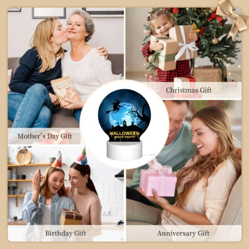 Round Acrylic Night Light, A witch flies over a Halloween night party. Round Acrylic Night Light, A Witch Flies Over A Halloween Night Party. -Acrylic Night Light Shop dad5022aaee6fdf6ba0e658fb1af3a7e8501b8eb