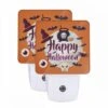 Night Light Set Of 2, A Halloween Themed Image With A Witch's Hat