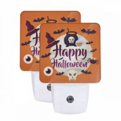 Night Light Set Of 2, A Halloween Themed Image With A Witch's Hat