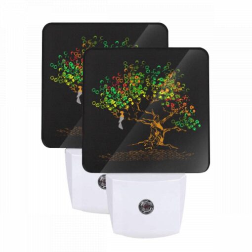 Night Light Set Of 2, A Woman Is Sitting In A Tree With A Colorful Background. -Acrylic Night Light Shop db42afee30ab7beaad640b8d407f5c334b0c0bc5
